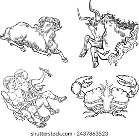 This is an illustration of the zodiac constellation set.