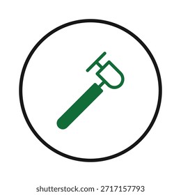 Este icono ilustrativo presenta un instrumento de precisión, posiblemente utilizado en campos técnicos, presentado dentro de un círculo enmarcado. Con sus líneas limpias y estética minimalista, es adecuado para