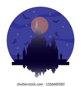 this is a ilustration for a castle for hallowen edition