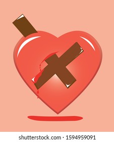 This is an ilustration of a heart with a cross