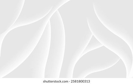 This image is an abstract background using white and light gray. Notice the soft, flowing curves, which create a calm and orderly atmosphere.