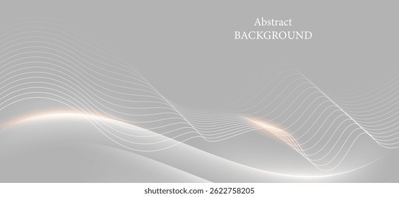 This image is an abstract background using gray and white tones, with curved lines and thin lines that look like gentle waves or water ripples. It is modern and clean looking.