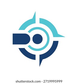 esta Imagen es un diseño de logotipo abstracto que representa a una persona acostada en una máquina de resonancia magnética en forma de brújula sobre un fondo blanco