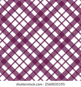 This image appears to be a plaid or checkered fabric pattern with alternating dark purple and light purple stripes over a white background, forming a diagonal grid.