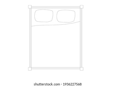 This image is an architectural design, vector illustration of a bed or a sleeping plan, and this is a sketch or design for the manufacture of a bed.