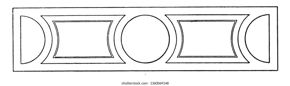 This is an image of Band Motif. This is a type of geometric design, vintage line drawing or engraving illustration.