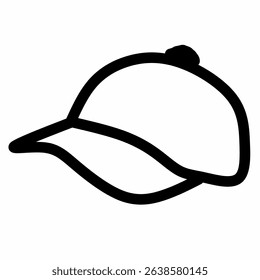 This image is a black and white icon of a baseball cap.

