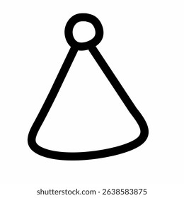 This image is a black and white icon of a party hat

