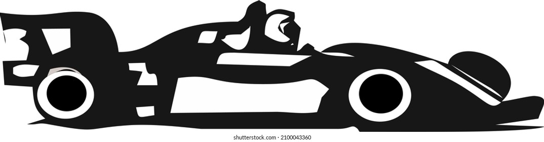 Esta es una imagen del auto de carreras en blanco y negro.
