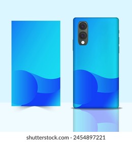 This is an image of a blue phone case with a blue background. The phone case has a wave pattern on it.