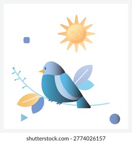 This image captures a cute little bird calmly perched on a tree branch under bright sunlight. The warm natural lighting highlights the bird’s delicate feathers and creates a peaceful outdoor atmosphere. It represents nature, freedom, and the beauty of wildlife in a sunny environment