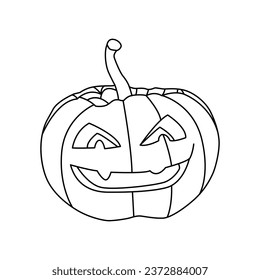 This image is a cartoon drawing of a Halloween pumpkin. vector illustration pumpkin.