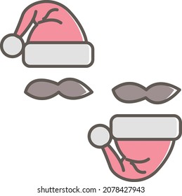 This is an image of a Christmas hat that can be used for icons or other flat designs and a simple mustache image