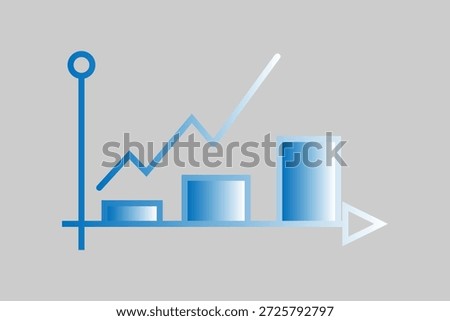 This image is a clean, modern business or data graph. It features a vertical y-axis and a horizontal x-axis with an arrow pointing to the right.