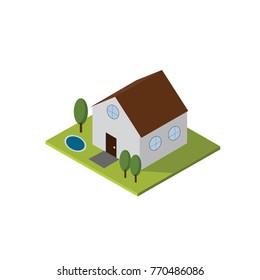This image contain an elegant house with path, tree and small pool