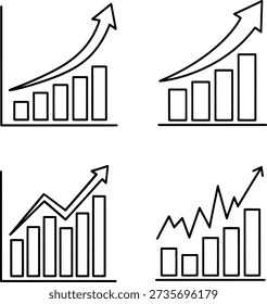 This image contains four different graphs, each depicting an upward trend. The graphs use various data representations, such as bars and lines, to illustrate growth and positive changes over time.