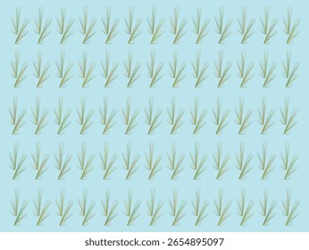 Esta imagem contém uma grade de desenhos de arte de linhas abstratos semelhantes a ventiladores, repetidos uniformemente em um plano de fundo azul claro. Cada elemento consiste em múltiplas linhas coloridas e radiantes dispostas em forma de V