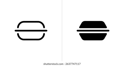 This image contrasts two burger icons on a clean white background. One displays a rounded bun shape, the other a more angled design, both simplistic, in black.