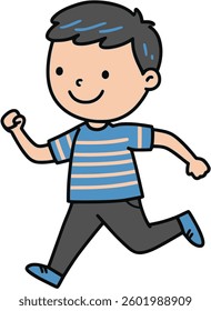 This image is a cute illustration of a joyfully running