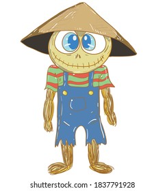 This image is a cute illustration of a Voodoo doll at Halloween that can be used to make greeting cards or decorations and others as needed
