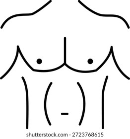 This image depicts an abstract illustration of a human torso. The drawing features a simplified representation of the upper body, including the shoulders, chest, and arms. The lines are minimalistic and emphasize the basic structure without detailing facial features or clothing.