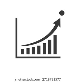 Esta Imagen representa un gráfico de barras con una tendencia ascendente, lo que indica crecimiento o aumento con el tiempo. El gráfico muestra una serie de barras que se elevan progresivamente en altura, culminando en la barra más alta al final. Una flecha en la parte superior del gráfico apunta hacia arriba, enfatizando la trayectoria ascendente.