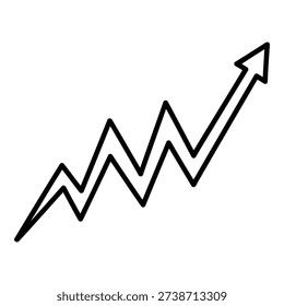 This image depicts a black and white line graph that illustrates a significant upward trend. The line starts at a lower point and rises sharply, indicating a rapid increase over time. The graph is simple and clear, with no additional markings or labels.