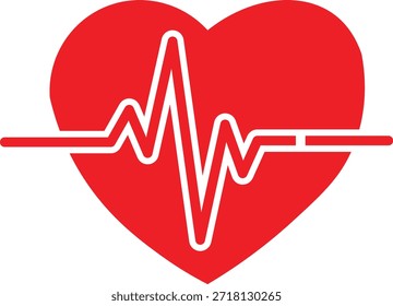 Dieses Bild zeigt eine hellrote Herzform mit einer weißen Elektrokardiogrammlinie. Sie repräsentiert visuell die Herzgesundheit, die medizinische Überwachung und den wesentlichen Lebensrhythmus. hochwertige professionelle detaillierte moderne
