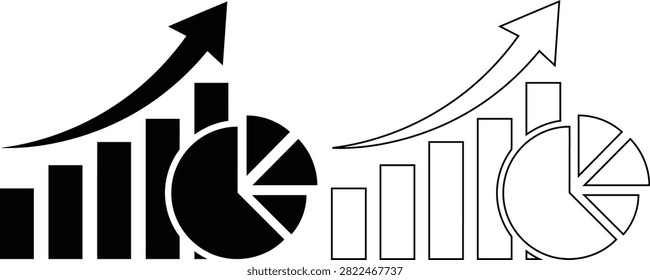 This image depicts business growth represented by charts and graphs in a distinctive silhouette style, symbolizing financial success and positive trends.