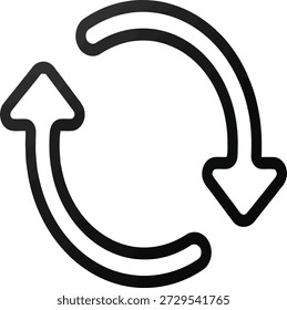 This image depicts a circular arrow with two directional arrows pointing in opposite directions, symbolizing a continuous cycle or process. The arrows indicate a repetitive motion or a loop, often used to represent concepts such as progress, development, or recurring processes. The simplicity and clarity of the design emphasize the ongoing and interconnected nature of the cycle.