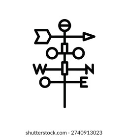 This image depicts a compass rose with cardinal directions (North, East, South, West) and intercardinal directions (Northeast, Northwest, Southeast, Southwest). It also includes a wind indicator with arrows showing wind movement and a circular symbol representing wind direction or rotation, often used in meteorology or navigation to illustrate wind patterns and directionality.
