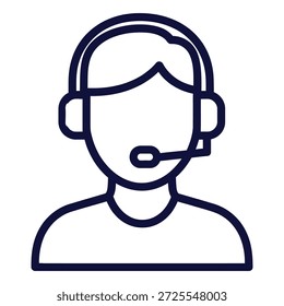 Esta imagem mostra um representante do atendimento ao cliente usando um headset. A pessoa provavelmente está envolvida em fornecer assistência ou suporte por telefone. O design minimalista destaca o papel da pessoa na comunicação e no atendimento ao cliente.