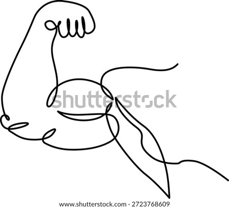 This image depicts a detailed line drawing of a flexed muscular arm. The drawing emphasizes the definition and strength of the arm muscles, particularly the bicep and forearm. The arm is shown in a dynamic pose, with the muscles prominently displayed.