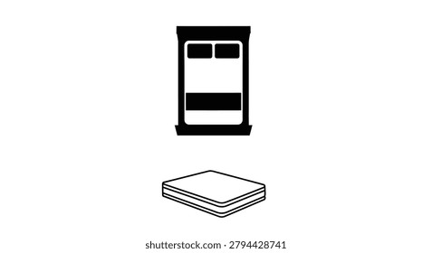 This image depicts a dishwasher and a rectangular shape, rendered as a black silhouette against a white background. The silhouette
