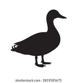 This image depicts a duck silhouette in vector format against a white