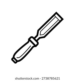 This image depicts a flathead screwdriver in a minimalist black and white line drawing style. The screwdriver features a slender shaft with a flat tip and a textured grip handle designed for better handling. The drawing emphasizes the basic structure and functional design of the tool.