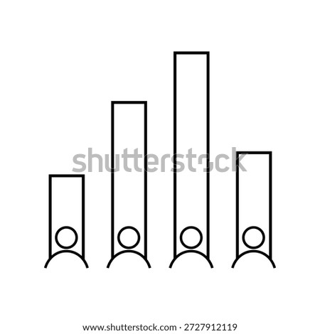 This image depicts a group of four people represented by simple stick figures. Each person has a rectangular bar above their head, indicating varying heights. The tallest bar is above the second person from the right, while the shortest bar is above the first person from the left. The other two bars are of intermediate heights.