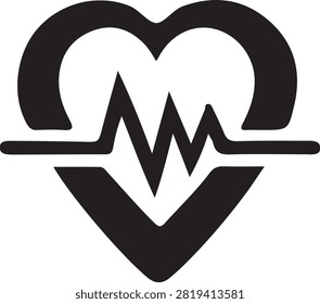 This image depicts a heart shape integrated with an electrocardiogram (ECG) wave. The ECG wave is a graphical representation of the electrical activity of the heart over time, commonly used in medical diagnostics to assess cardiac health. The heart symbolizes the organ being monitored, while the ECG wave indicates the measurement of heart activity, combining both visual elements to emphasize cardiac care and health monitoring.
