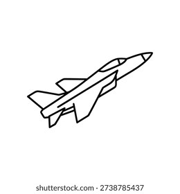 This image depicts a minimalist line drawing of a jet aircraft angled slightly upward, showcasing its aerodynamic design. The jet features pointed wings and a tapered tail, emphasizing speed and agility. The drawing is simple yet expressive, capturing the essence of a high-performance aircraft.