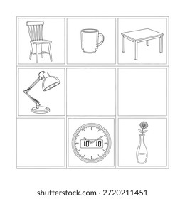 Esta Imagen representa una moderna configuración de oficina en el hogar con muebles y accesorios esenciales. Incluye una cómoda silla de madera, una taza para café o té, una Pequeña mesa, una elegante lámpara de escritorio, un elegante reloj de pared y un jarrón decorativo. La disposición es minimalista y funcional, ideal para un espacio de trabajo productivo.