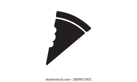 This image depicts a pizza slice with a bite taken out of it, rendered as a black silhouette against a