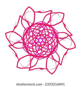 This image depicts a radial pattern consisting of multiple symmetrical lines or shapes that extend outward from a central point.