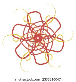 This image depicts a radial pattern consisting of multiple symmetrical lines or shapes that extend outward from a central point.