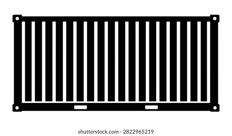 This image depicts a rectangular grate with vertical bars presented as a black silhouette against a white background. The design