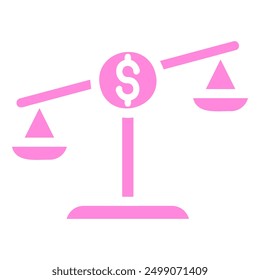 This image depicts a scale with two sides. On one side is a dollar sign, representing money, and on the other side is a scale, representing justice. 