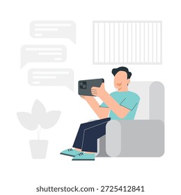 Esta Imagen representa una escena serena de un hombre disfrutando de un buen libro en un cómodo sofá en un entorno hogareño moderno. La ilustración presenta un diseño simple pero elegante, con líneas limpias y una decoración mínima. La postura relajada y la expresión pacífica del hombre transmiten una sensación de calma y satisfacción, invitando al espectador a relajarse y apreciar la alegría de leer.