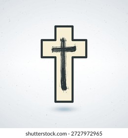 Esta imagem representa uma simples cruz de cor creme com um contorno preto e um traçado de pincel no meio, definido contra um plano de fundo. A cruz é um símbolo poderoso do cristianismo e da fé, representando a esperança, a crença e a devoção. A imagem é uma ilustração impressionante que pode ser usada em vários contextos, incluindo adoração, oração e meditação. Pode também servir como um lembrete da importância da fé e da espiritualidade na vida cotidiana.
