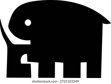 Esta Imagen representa una silueta negra simple y elegante de un elefante. El elefante se muestra de perfil, con su trompa ligeramente levantada y sus Grandes orejas extendidas. La Imagen es monocromática, enfatizando la forma del elefante sin ningún detalle o color adicional.