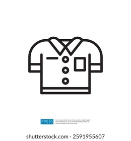 This image depicts a simple line drawing of a short-sleeved shirt with a collar and a pocket, representing clothing design or fashion elements.