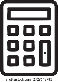 This image depicts a simple and minimalist design of a calculator. The calculator features a display screen at the top and a grid of buttons below it. The buttons include numbers and basic mathematical operation symbols such as addition, subtraction, multiplication, and division. The overall design is clean and functional, suitable for basic arithmetic calculations.